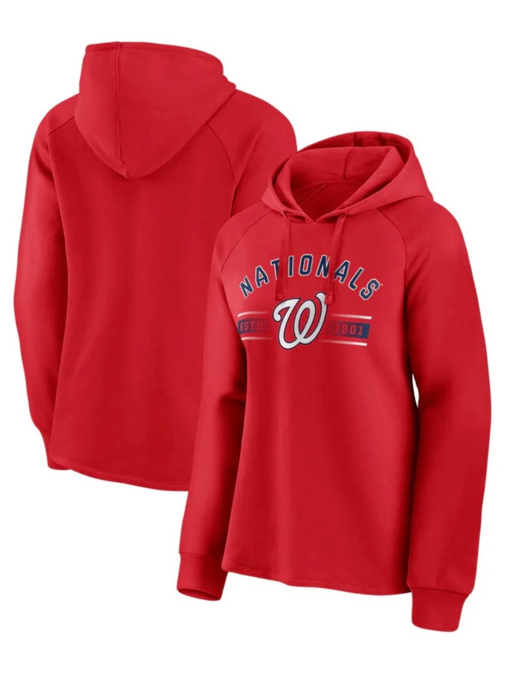 Washington Nationals Fanatics Women's Perfect Play Raglan Pullover Hoodie  NWT